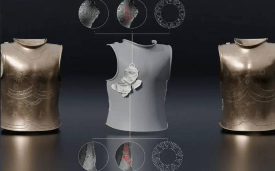 A reconstruction of the Bronze armor found in South Moravia, Czech Republic.  