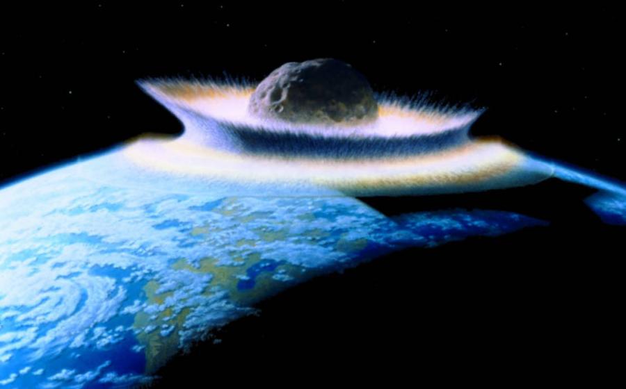 Artist’s impression of a massive space object crashing into the Earth.