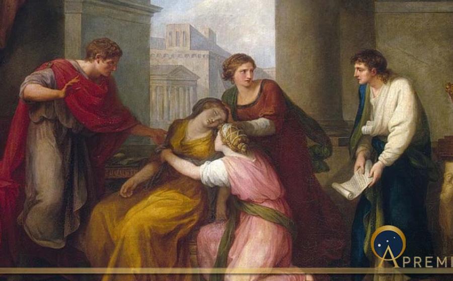 Virgil Reading the Aeneid to Emperor Augustus and his wife Livia with his daughter Julia present by Angelica Kauffmann (1788) Hermitage Museum (Public Domain)