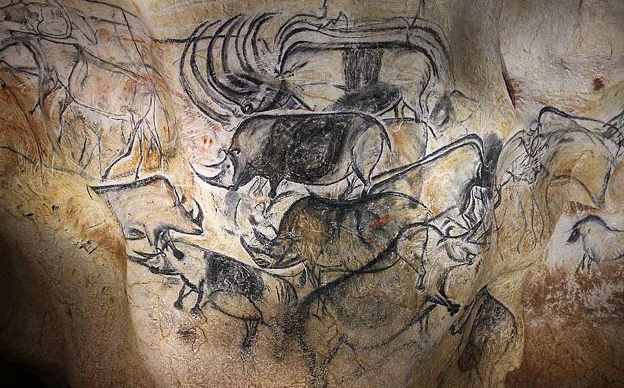 Charcoal drawings from the Chauvet Cave in France, fabulous examples of artwork created by the Aurignacians. (Claude Valette / CC BY-SA 4.0)