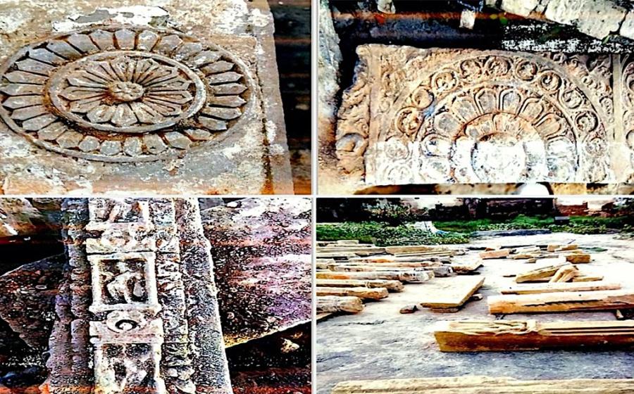 Discoveries made at the Ayodhya excavation site.     Source: Shri Ram Janmbhoomi Teerth Kshetra Trust