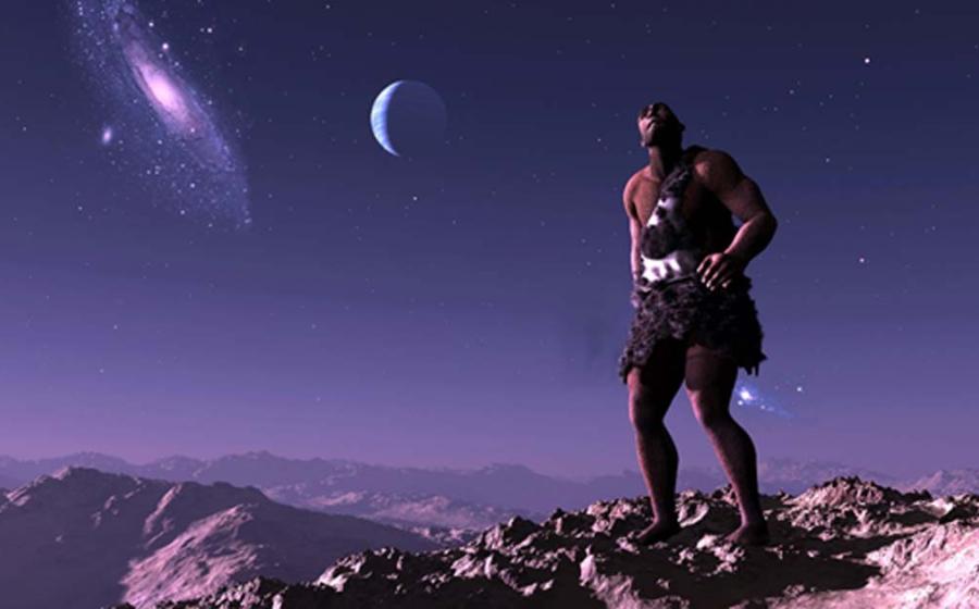 Early man looking up at the stars (Kovalenko I / Adobe Stock)