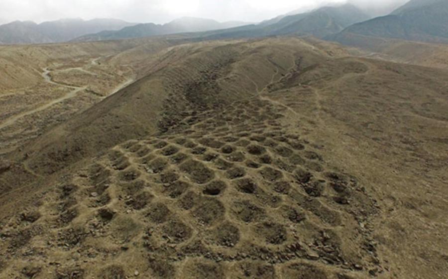 A low-altitude aerial view of a section of the holes. 