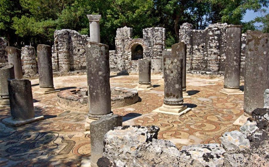 View of the baptistery in the ancient city of Butrint, Albania.