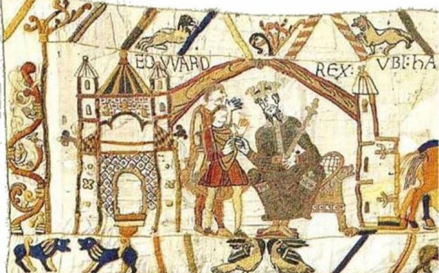 Bayeux Tapestry Scene 1 showing King Edward.