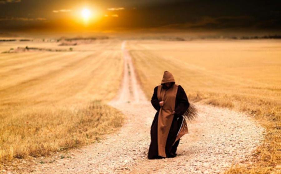 Mysterious Monk Walking Alone During Sunset. Source: Igor Ovsyannykov / CC BY 2.0