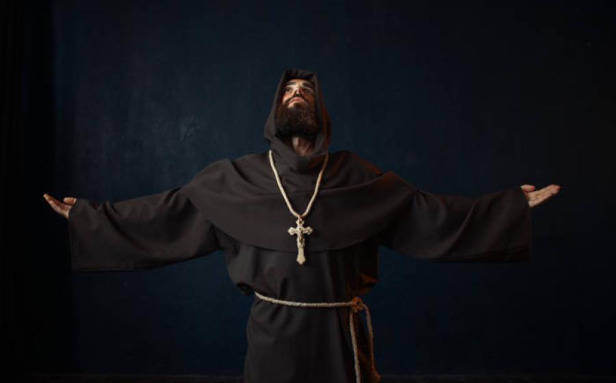 A Benedictine monk in a black robe