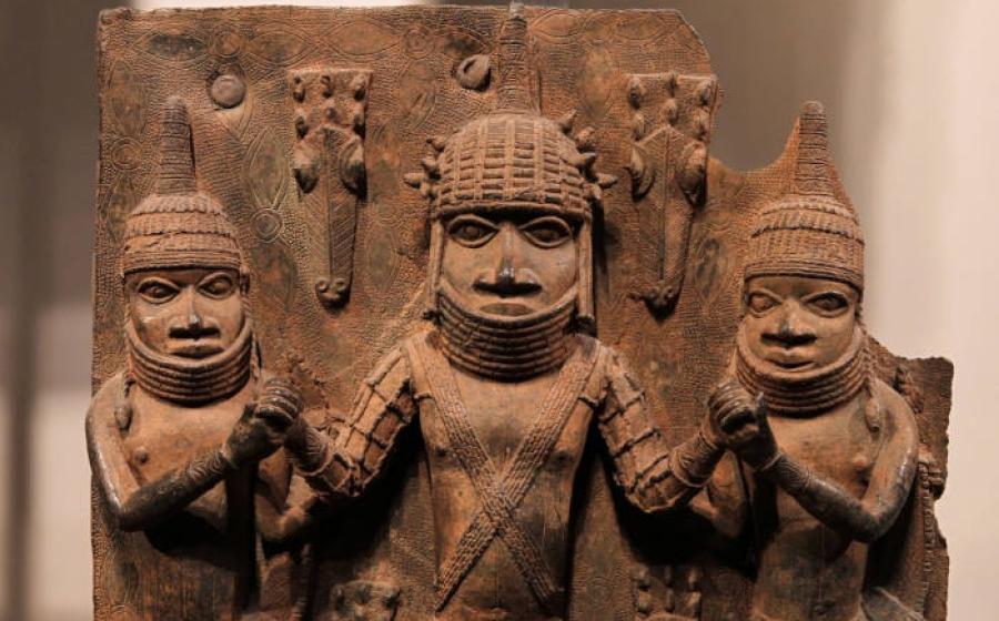 Cast brass plaque from Benin City, Nigeria.