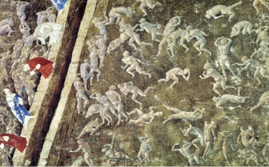 Botticelli's illustration from Inferno XV is part of the third round of Inferno, depicting the punishment of those who acted violently against God, nature, and art. Source:  Public Domain