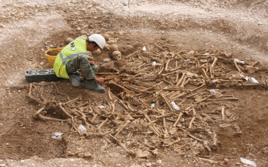 A burial pit of apparent Viking victims in Dorset.