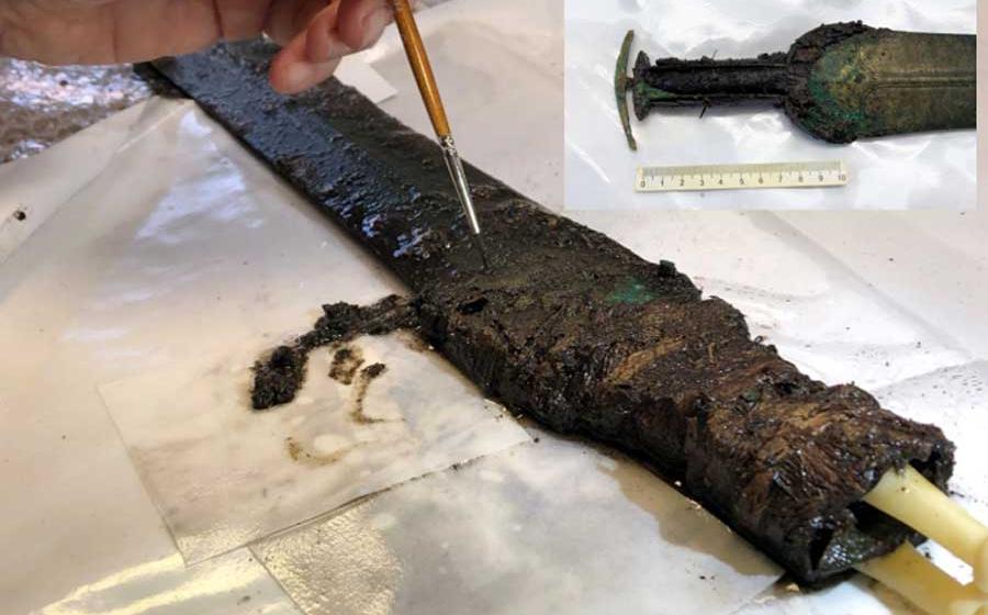 Ornate Prehistoric Bronze Sword Excavated In Denmark