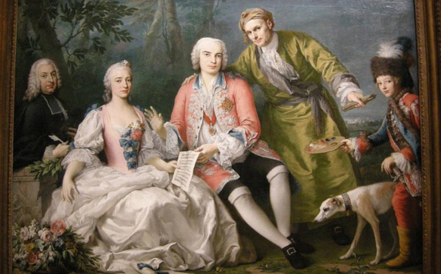 Portrait group: The singer Farinelli and friends.