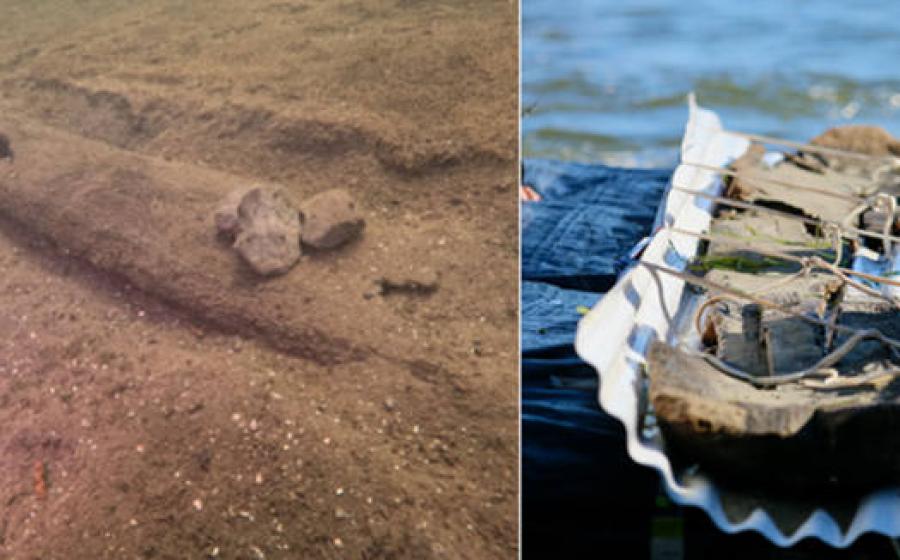 Canoes from the Mendota Lake.