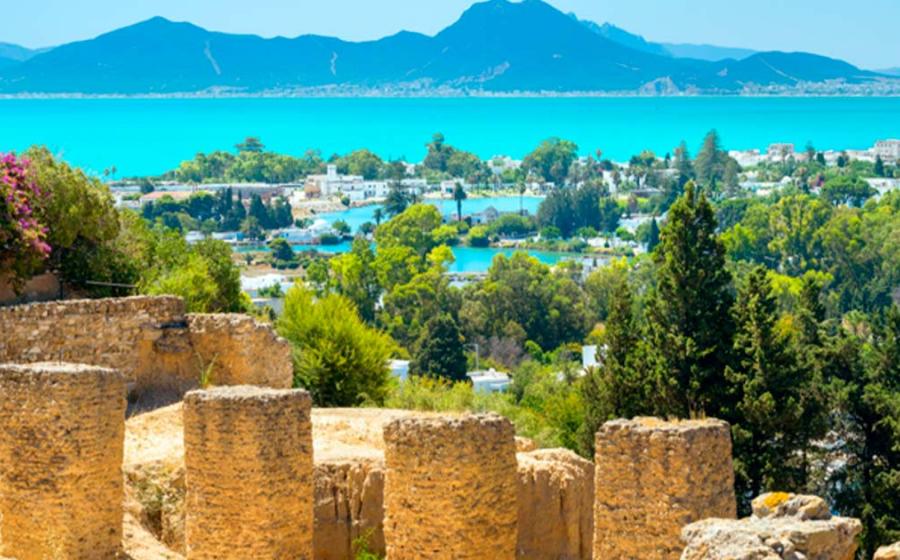 Modern Carthage sea view with ancient Carthage ruins in foreground.	Source: Valery Bareta /Adobe Stock