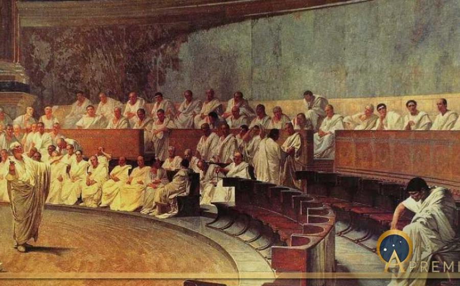 Cicero Denounces Catiline in the Roman Senate by Cesare Maccari (1889) (Public Domain)