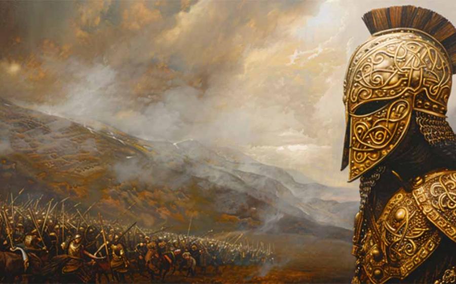 AI generated abstract modern painting of a chieftain of ancient Britannia, possibly Catuvellauni. Source: Pana/Adobe Stock