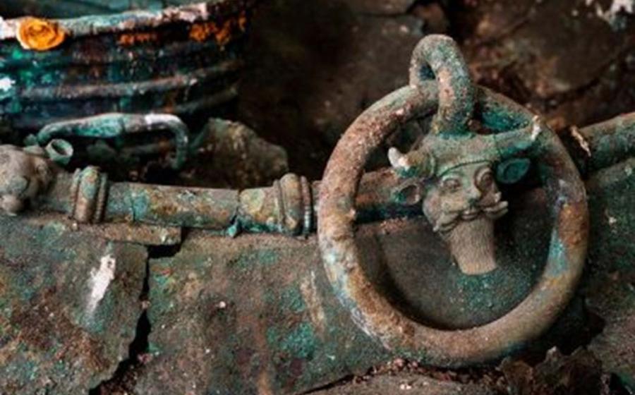 This bronze cauldron is one of the stunning artifacts which have been analyzed from the tomb of a Celtic elite found in Lavau, France.