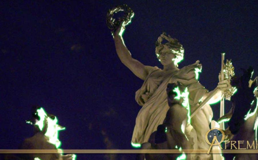 A Quadriga, with woman riding in a triumphal chariot. France.