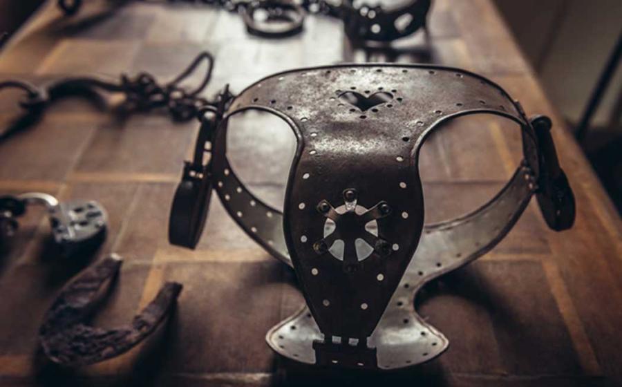  Old iron chastity belt from Middle Ages. 