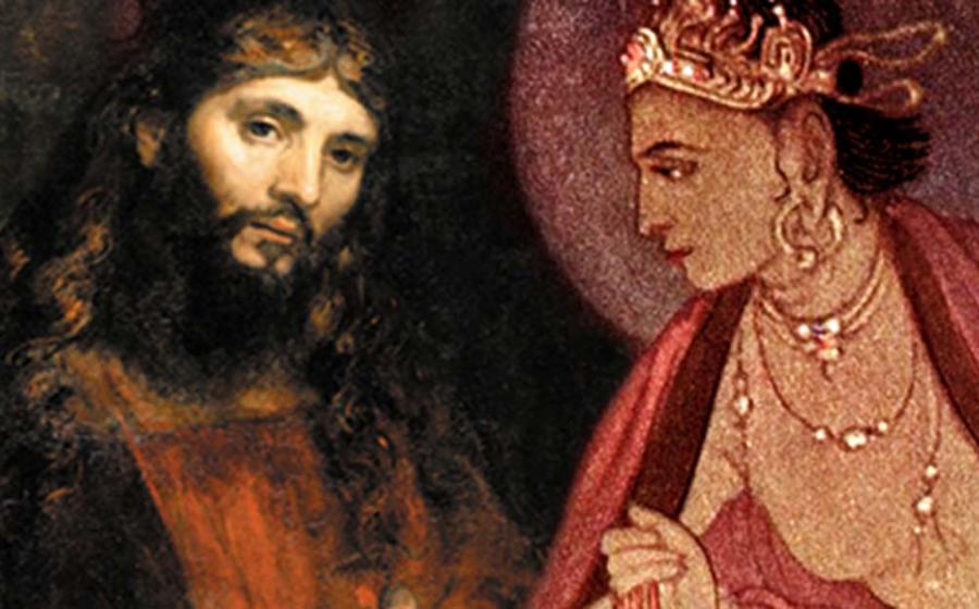 Rembrandt - Christ with Hands Folded (Public Domain), and Nivedita, Sister - the Departure of Siddhartha