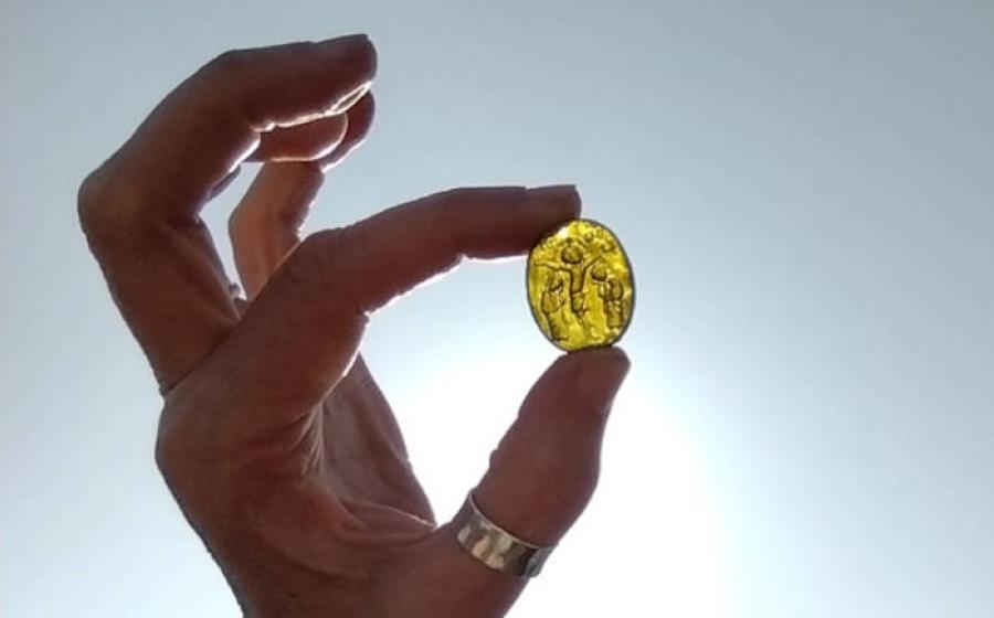 The jewel discovered in England featuring Christs crucifiction, with Mary and John