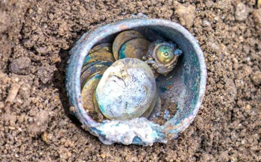 The rare hoard, which includes Christian coins, has been linked to "one of the most dramatic events in the history of Caesarea." 