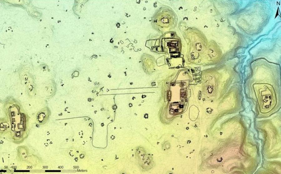 LiDAR image showing the contral area of El Pilar, and the Citadel to the far right, (east of the core area). 