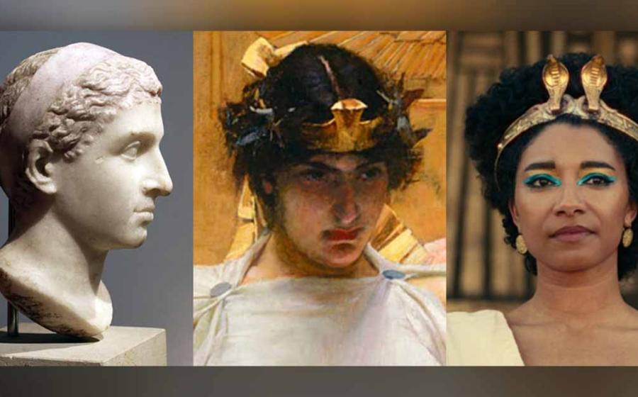 Ancient Roman sculpture of Cleopatra VII in the Antikensammlung Berlin (Sailko/CC BY 3.0) ; Netflix Queen Cleopatra played by English Adele James (Netflix); Cleopatra by John William Waterhouse. (Public Domain)