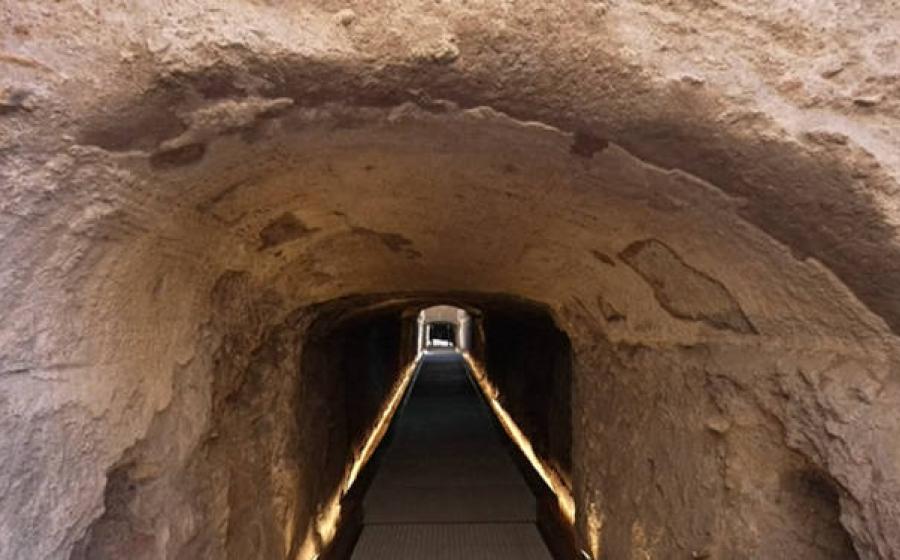 View of the restored underground passage in the Colosseum.