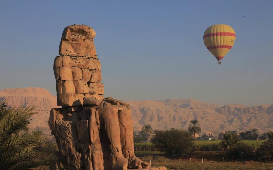 One of the iconic Colossi of Memnon statues.