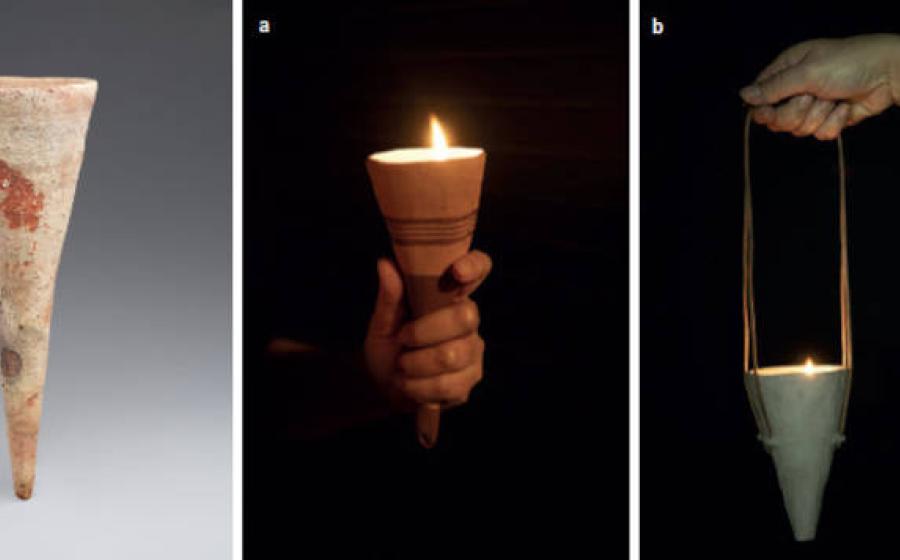 The Chalcolithic “cornets” are conical ceramic vessels, shown here.