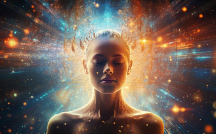 AI Generated representation of a woman and her consciousness. 