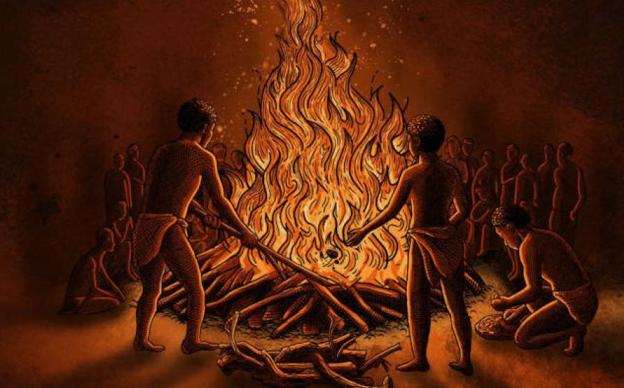 An artist's impression of the cremation pyre.