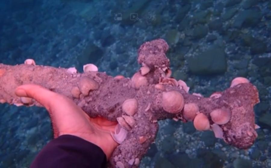 The Crusader Sword at the find site in the Mediterranean Sea