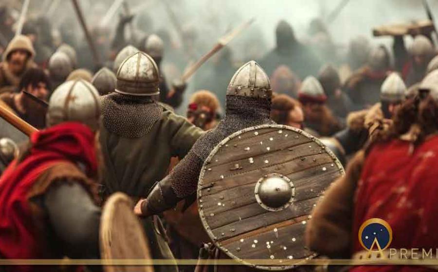 Representation of Anglo-Saxon warriors in battle. Source: Sarah / Adobe Stock
