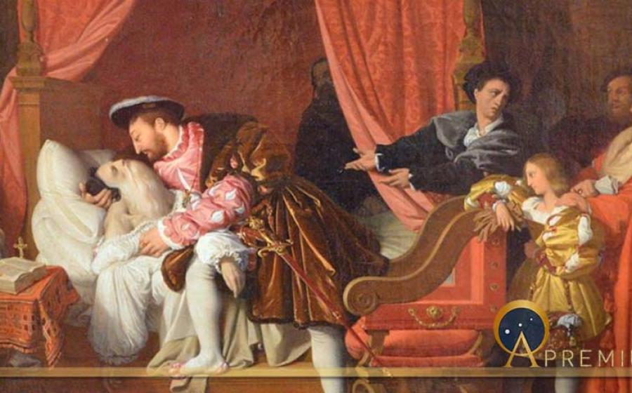 The Death of Leonardo da Vinci, by Jean Auguste Dominique Ingres, (1818) (Public Domain)