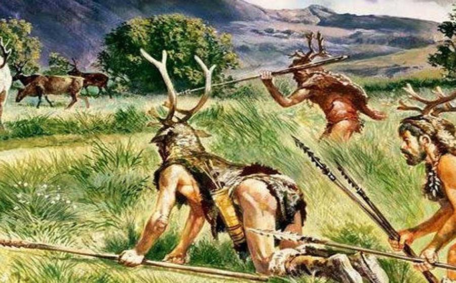 Artist's impression of prehistoric hunters. 