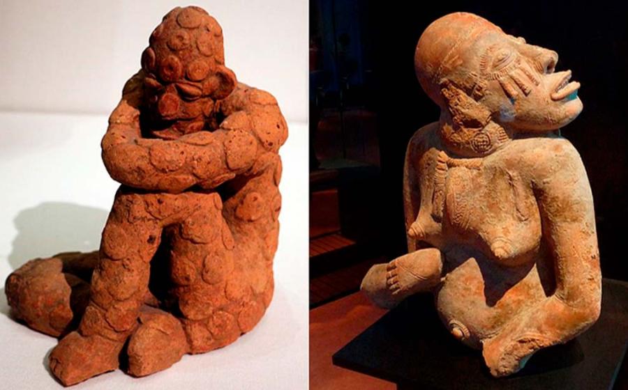 Male figure, 14th-17th century and female figure, 13th-–15th century. Source: Sailko/CC BY 3.0 /Musée du quai Branly/CC BY-SA 3.0