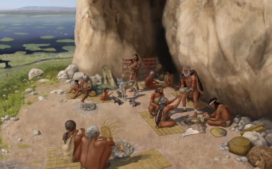 Artistic reconstruction of Pınarbaşı c. 15,800 years ago based on evidence from archaeological excavations by University of Liverpool