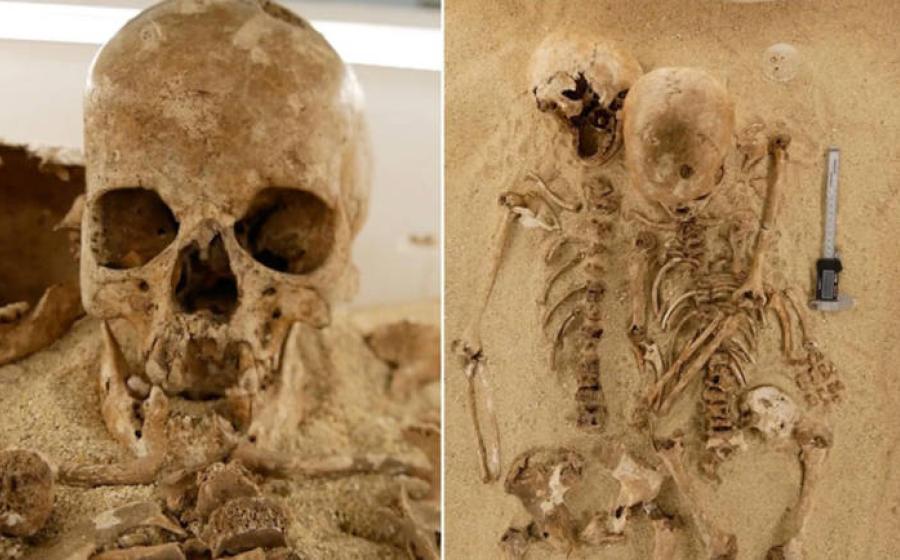 Skeleton from a double burial discovered in 1963 at Grotta del Romito.