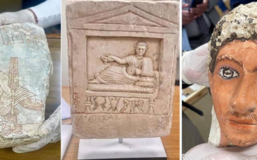 Various Egyptian artifacts that have been repatriated.