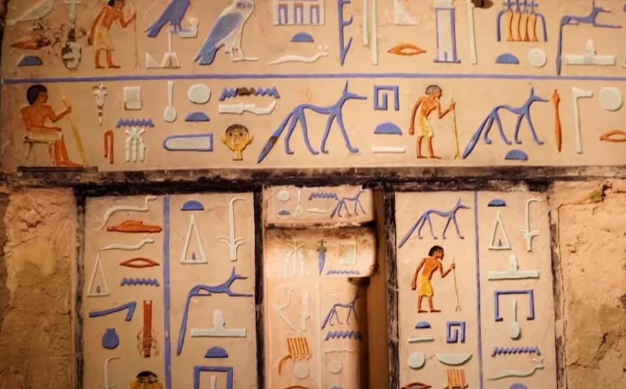 The False Door in the Old Kingdom tomb. Source: YouTube Screenshot / Smithsonian Channel.