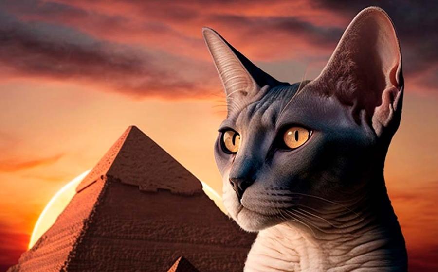 Representational image of a cat in front of the Egyptian pyramids. Source: Matheus / Adobe Stock 