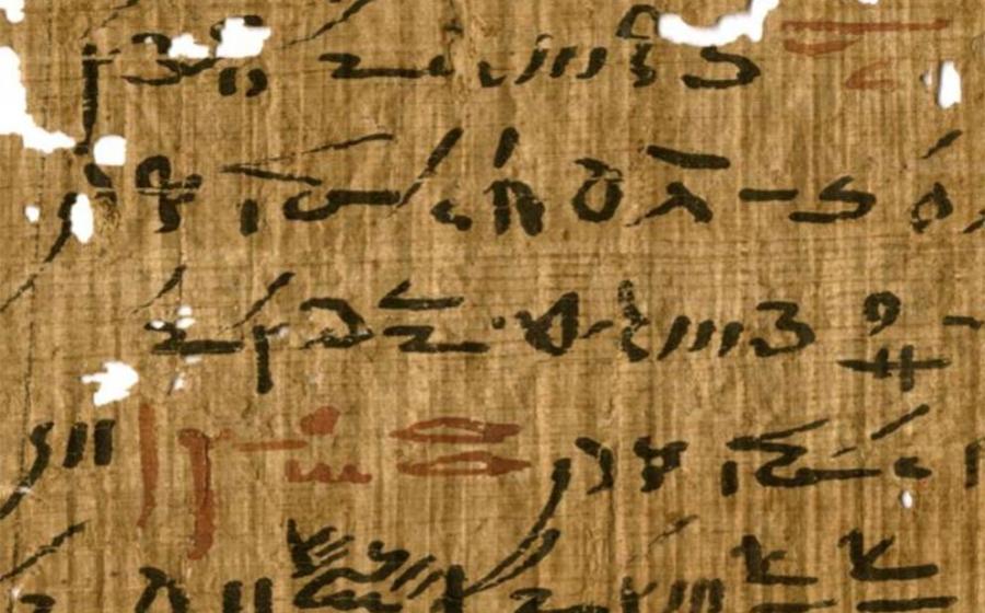 Egyptian writing sample from a medical treatise (inv. P. Carlsberg 930) belonging to the Tebtunis temple library with headings marked in red ink. 
