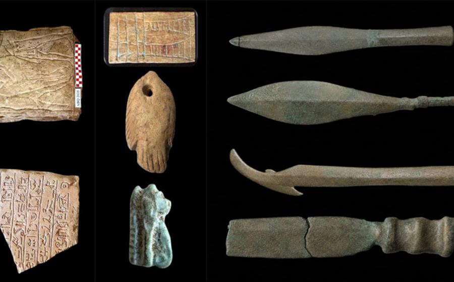 Military artifacts unearthed at the Tell-al-Abqain New Kingdom fortress