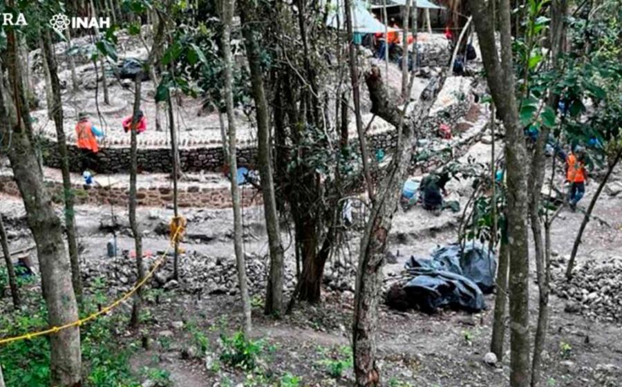 The circular structure discovered at El Tigre, Campeche, Mexico.	Source: INAH