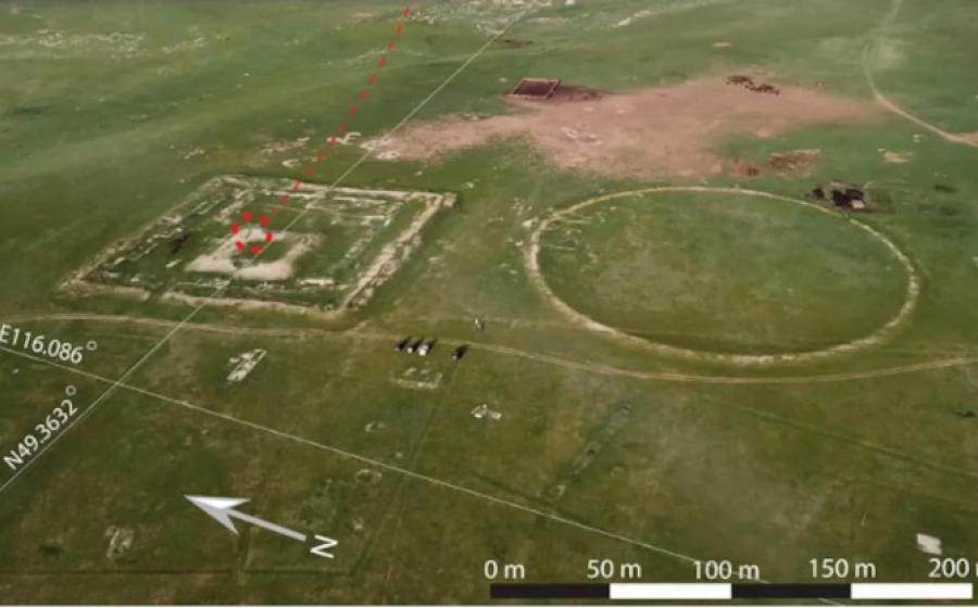 Drone photo of the place of the discovery in the northeast of Mongolia.