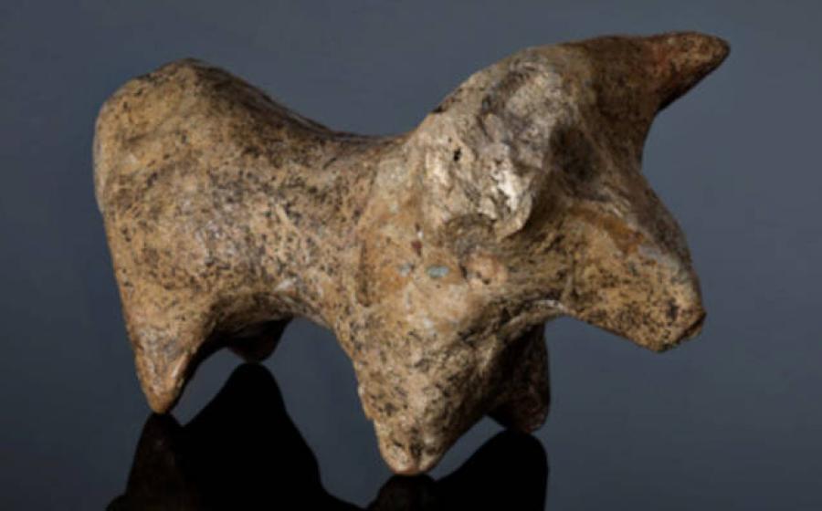 Clay bull figurine from the 7,000-year-old Eneolithic settlement.