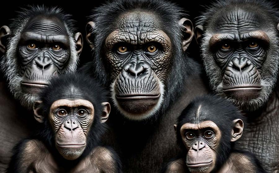 Representation of an Australopithecus family. The evolution of human birth takes us back to Australopithecus afarensis like “Lucy” that may have required some help in childbirth. Source:  Andrii/Adobe Stock