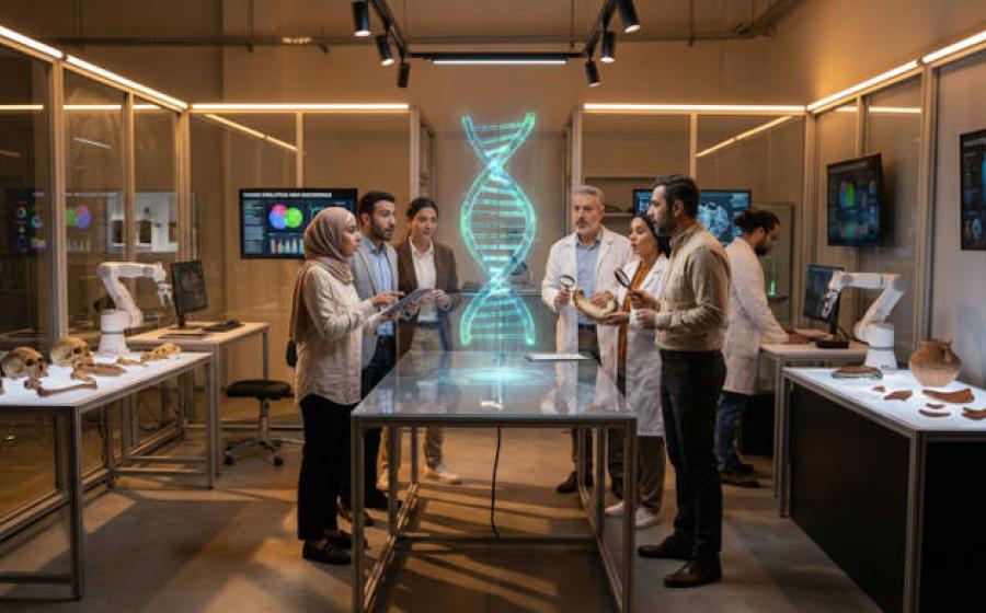 Image of scientists in an anthropology laboratory.